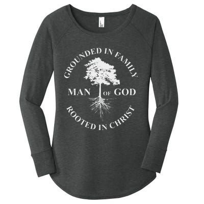 Man Of God Grounded In Family Rooted In Christ Father Dad Women's Perfect Tri Tunic Long Sleeve Shirt