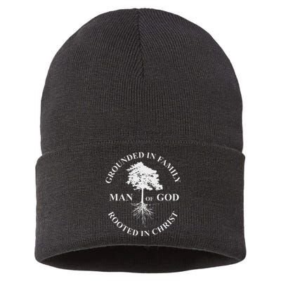 Man Of God Grounded In Family Rooted In Christ Father Dad Sustainable Knit Beanie