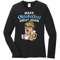 Make Oktoberfest Great Again Funny Trump Drink Beer Mug Gift Ladies Long Sleeve Shirt