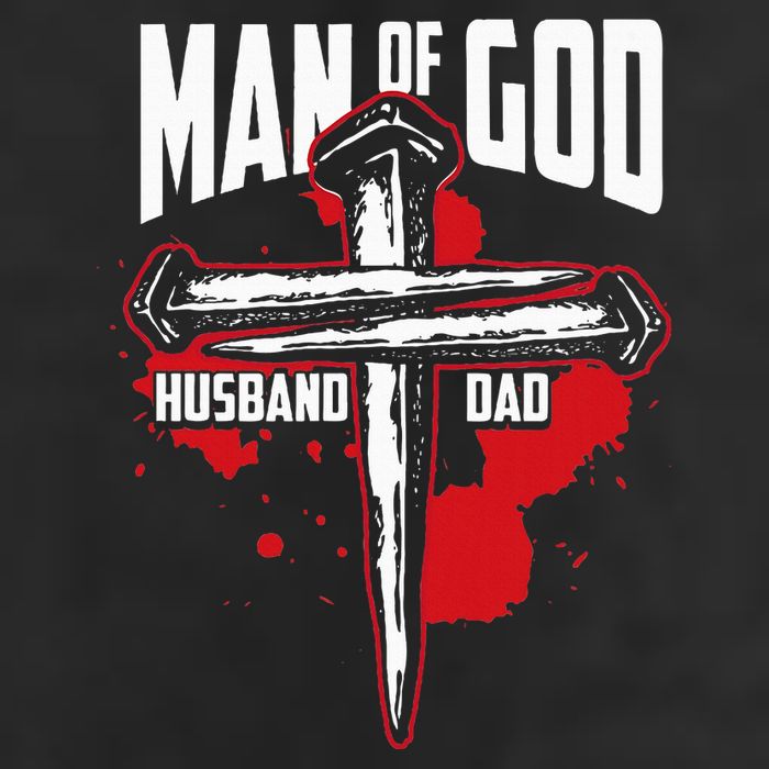 Man Of God Husband Dad Christianity Religion Christian Dad 7 Panel Mesh Trucker Snapback Hat