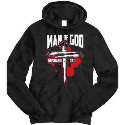 Man Of God Husband Dad Christianity Religion Christian Dad Tie Dye Hoodie