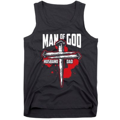 Man Of God Husband Dad Christianity Religion Christian Dad Tank Top