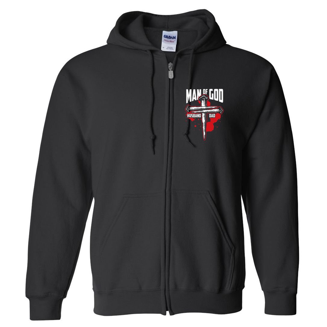 Man Of God Husband Dad Christianity Religion Christian Dad Full Zip Hoodie