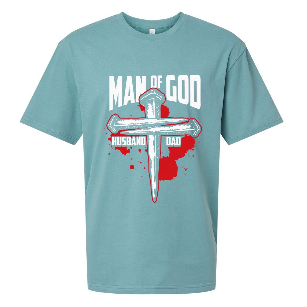 Man Of God Husband Dad Christianity Religion Christian Dad Sueded Cloud Jersey T-Shirt