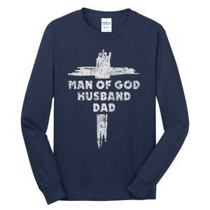 Man Of God Husband Dad Christian Faith Fathers Day Dad Gift Tall Long Sleeve T-Shirt