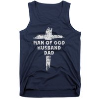 Man Of God Husband Dad Christian Faith Fathers Day Dad Gift Tank Top