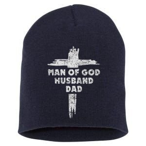 Man Of God Husband Dad Christian Faith Fathers Day Dad Gift Short Acrylic Beanie