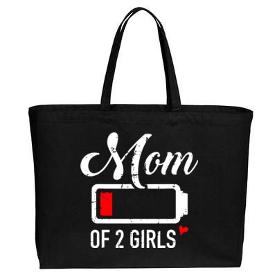 Mom Of Girl Low Battery Cotton Canvas Jumbo Tote