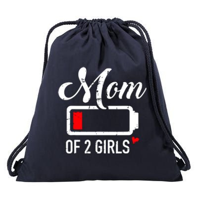 Mom Of Girl Low Battery Drawstring Bag