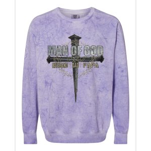 Man Of God Husband Dad Papa Christian Cross FatherS Day Colorblast Crewneck Sweatshirt