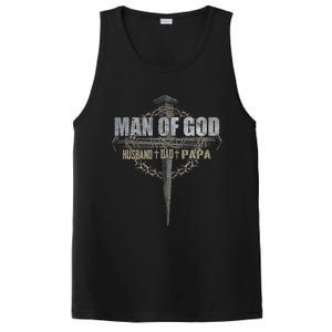 Man Of God Husband Dad Papa Christian Cross FatherS Day PosiCharge Competitor Tank