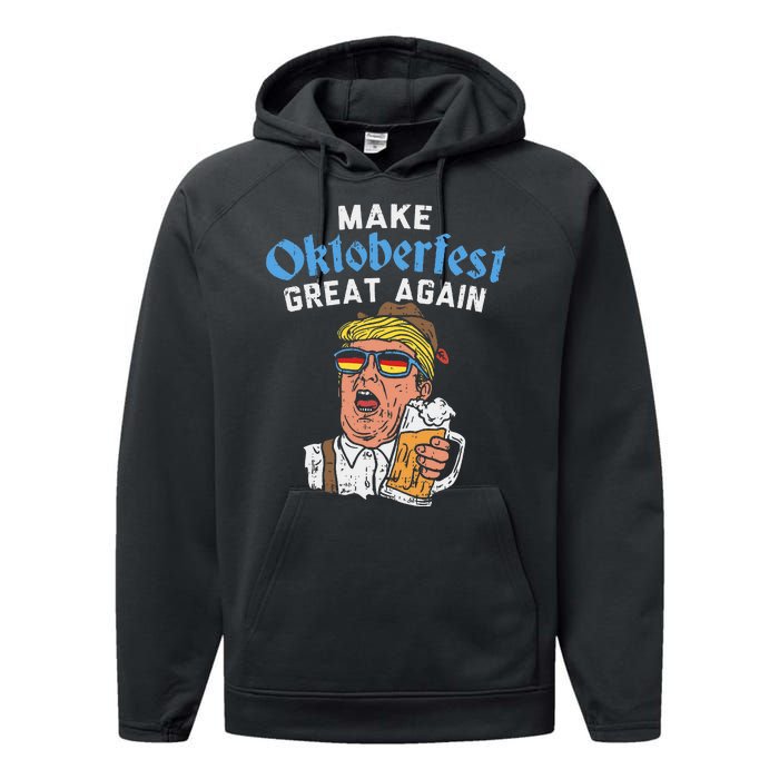 Make Oktoberfest Great Again Funny Trump Drink Beer Mug Gift Performance Fleece Hoodie