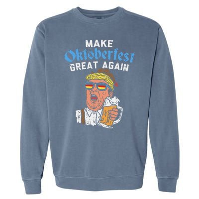 Make Oktoberfest Great Again Funny Trump Drink Beer Mug Gift Garment-Dyed Sweatshirt