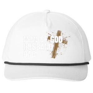 Man Of God Husband Dad Religious Cross Fathers Day Snapback Five-Panel Rope Hat