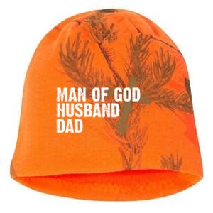 Man Of God Husband Dad Religious Cross Fathers Day Kati - Camo Knit Beanie