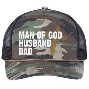 Man Of God Husband Dad Religious Cross Fathers Day Retro Rope Trucker Hat Cap