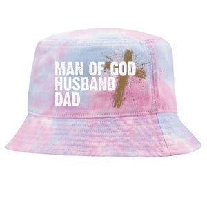 Man Of God Husband Dad Religious Cross Fathers Day Tie-Dyed Bucket Hat