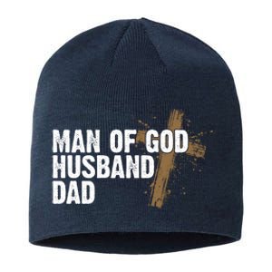 Man Of God Husband Dad Religious Cross Fathers Day Sustainable Beanie