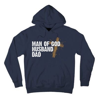 Man Of God Husband Dad Religious Cross Fathers Day Tall Hoodie