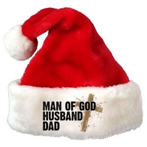 Man Of God Husband Dad Religious Cross Fathers Day Premium Christmas Santa Hat