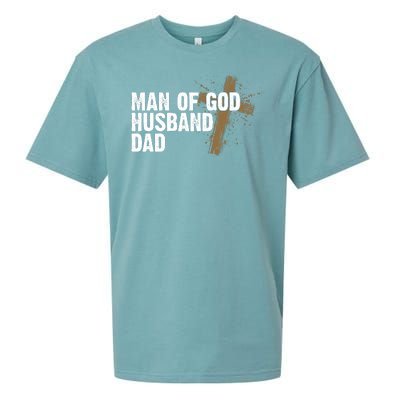 Man Of God Husband Dad Religious Cross Fathers Day Sueded Cloud Jersey T-Shirt