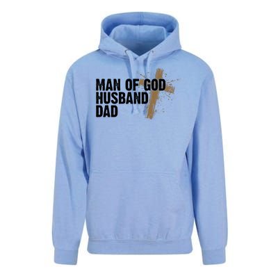 Man Of God Husband Dad Religious Cross Fathers Day Unisex Surf Hoodie