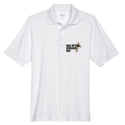 Man Of God Husband Dad Religious Cross Fathers Day Men's Origin Performance Pique Polo