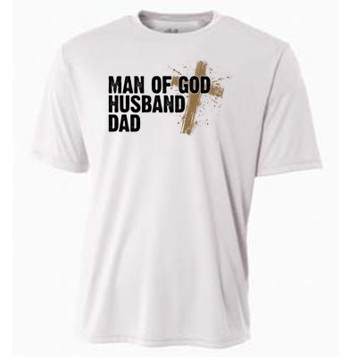 Man Of God Husband Dad Religious Cross Fathers Day Cooling Performance Crew T-Shirt