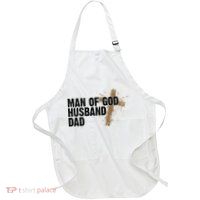 Man Of God Husband Dad Religious Cross Fathers Day Full-Length Apron With Pockets