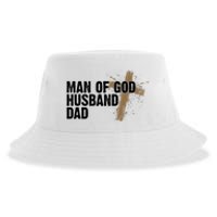 Man Of God Husband Dad Religious Cross Fathers Day Sustainable Bucket Hat