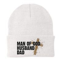 Man Of God Husband Dad Religious Cross Fathers Day Knit Cap Winter Beanie