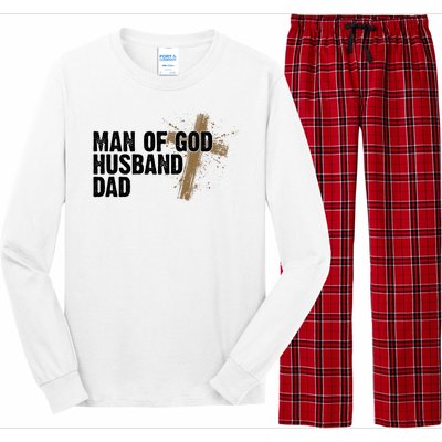 Man Of God Husband Dad Religious Cross Fathers Day Long Sleeve Pajama Set