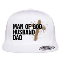 Man Of God Husband Dad Religious Cross Fathers Day Flat Bill Trucker Hat