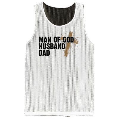 Man Of God Husband Dad Religious Cross Fathers Day Mesh Reversible Basketball Jersey Tank