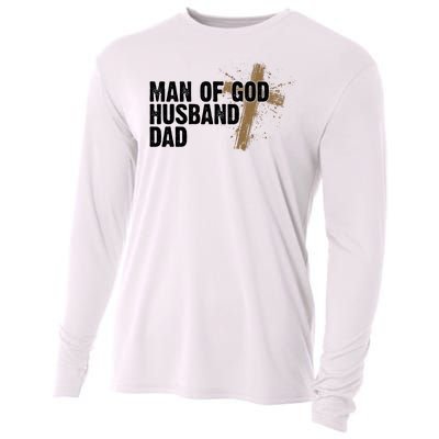 Man Of God Husband Dad Religious Cross Fathers Day Cooling Performance Long Sleeve Crew