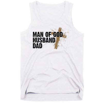 Man Of God Husband Dad Religious Cross Fathers Day Tank Top