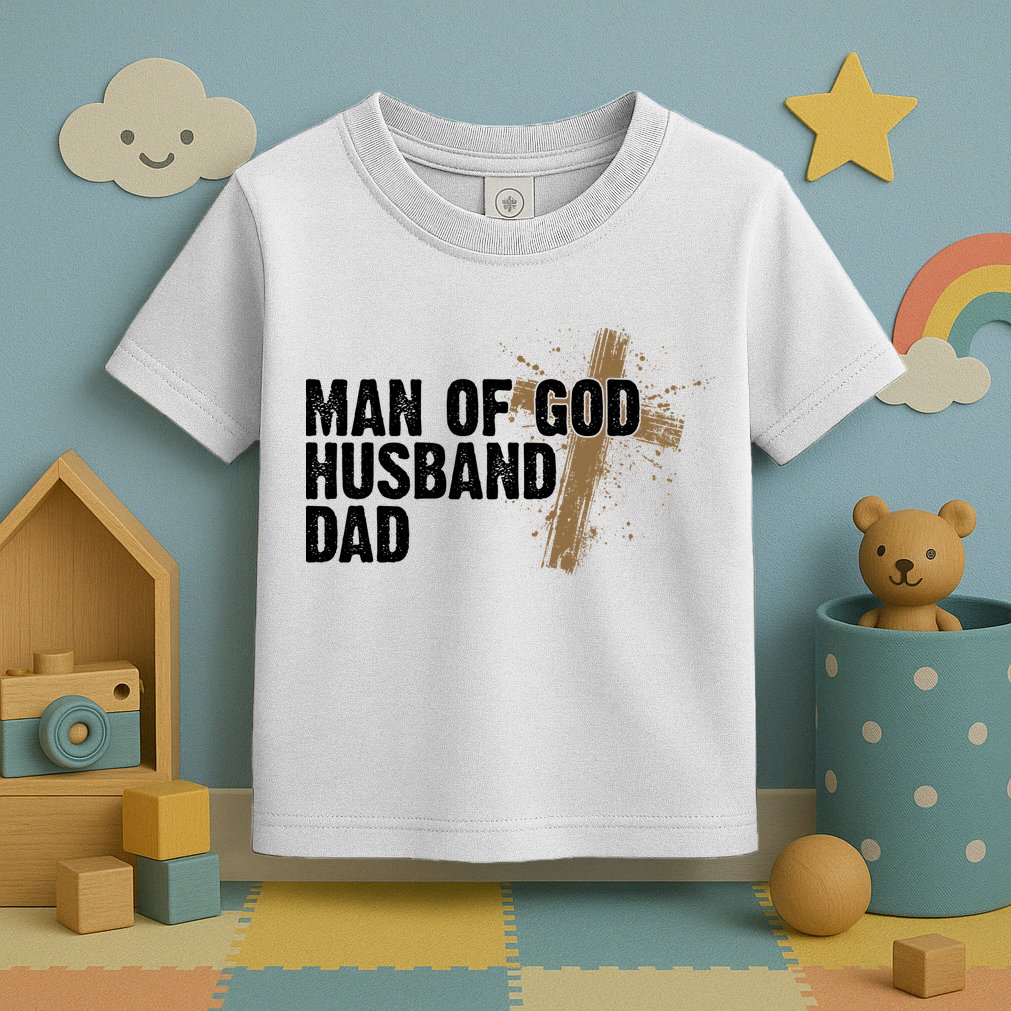 Man Of God Husband Dad Religious Cross Fathers Day Toddler T-Shirt