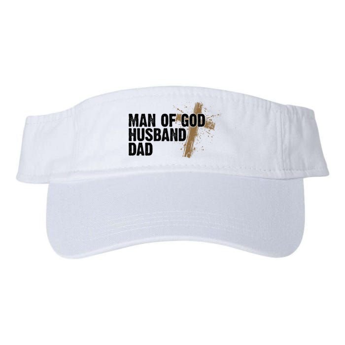 Man Of God Husband Dad Religious Cross Fathers Day Valucap Bio-Washed Visor