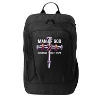 Man of God Husband Dad Papa Christian Fathers Day City Backpack