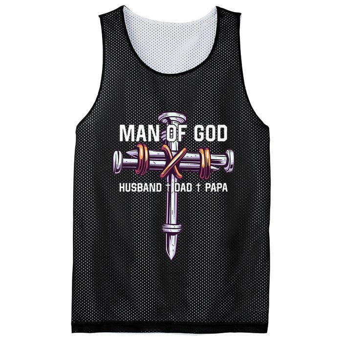 Man of God Husband Dad Papa Christian Fathers Day Mesh Reversible Basketball Jersey Tank
