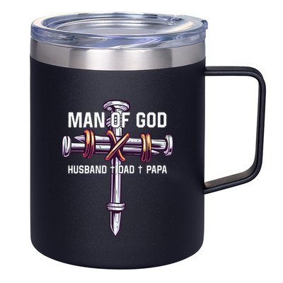 Man of God Husband Dad Papa Christian Fathers Day 12oz Stainless Steel Coffee Mug