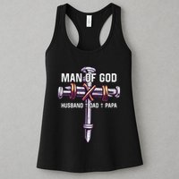 Man of God Husband Dad Papa Christian Fathers Day Womens Tank Top