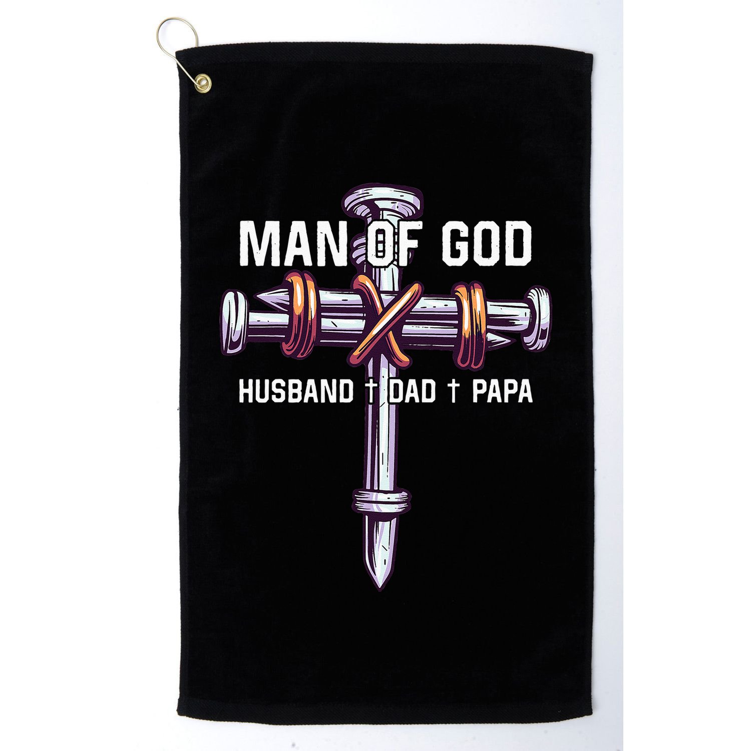 Man of God Husband Dad Papa Christian Fathers Day Golf Towel