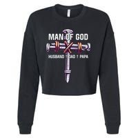 Man of God Husband Dad Papa Christian Fathers Day Cropped Pullover Crew