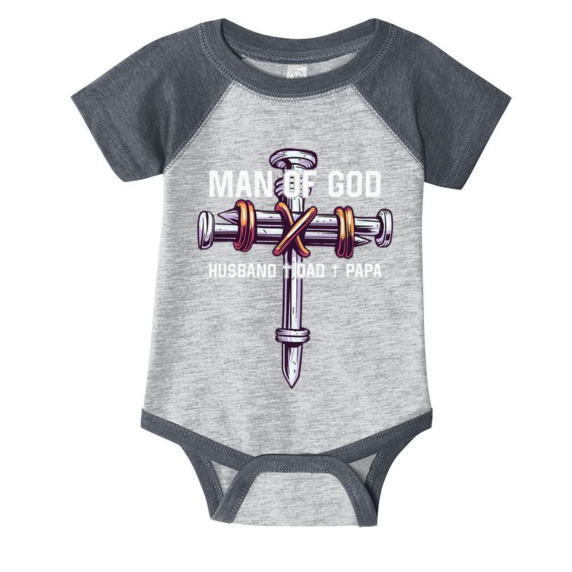 Man of God Husband Dad Papa Christian Fathers Day Infant Baby Jersey Bodysuit