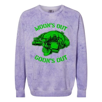 MOON'S OUT GOON'S OUT Skull Helmet NVGs Military 'S Colorblast Crewneck Sweatshirt