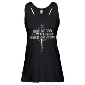 Man Of God Husband Dad Happy Fathers Day Proud Christian Ladies Essential Flowy Tank