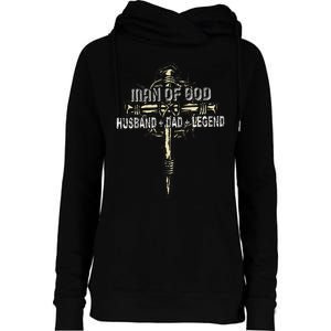 Man Of God Husband Dad Happy Fathers Day Proud Christian Womens Funnel Neck Pullover Hood