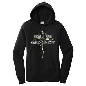 Man Of God Husband Dad Happy Fathers Day Proud Christian Women's Pullover Hoodie