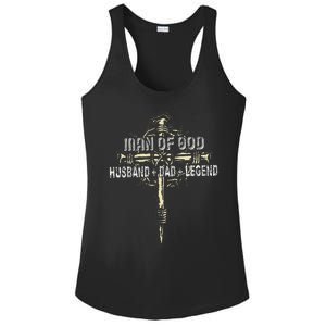 Man Of God Husband Dad Happy Fathers Day Proud Christian Ladies PosiCharge Competitor Racerback Tank